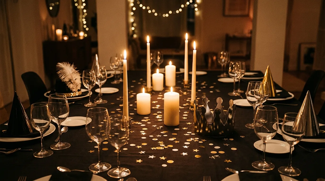 Budget New Year's Eve party table decor